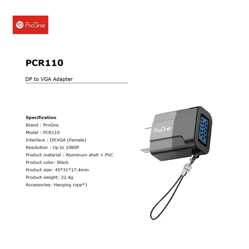 مبدل DisplayPort به VGA پرووان مدل PCR110